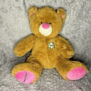 Build-A-Bear Girl Scouts 100th Anniversary Bear Plush 16" Brown Pink Feet Soft